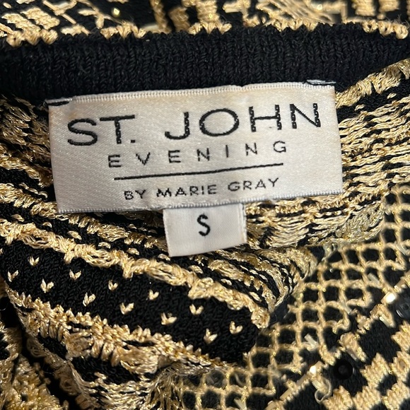 Vintage St. John by Marie Gray Gold & Black Sequins Cardigan Size S - Picture 6 of 10